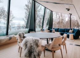 Living area in a hybrid house, with nature playing a central role