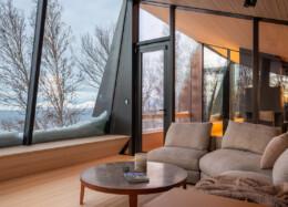 Aurora Lodge 2, living area with large panoramic windows