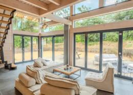 Polar log house glass wall