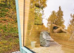 The sauna of the hybrid house Aurora Lodge