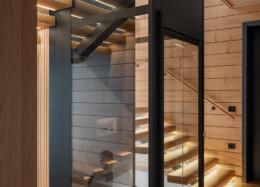 Staircase in a solid wood house