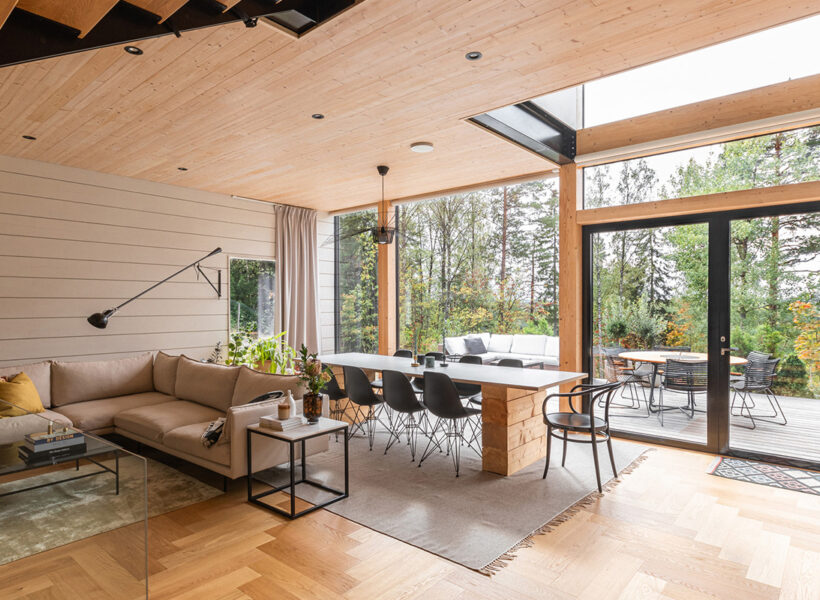 Unique modern log house