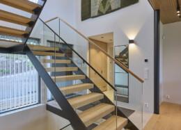 Staircase in eco wooden house Villa Zee